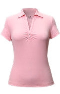 Tail Short Sleeve Polo with Rouching